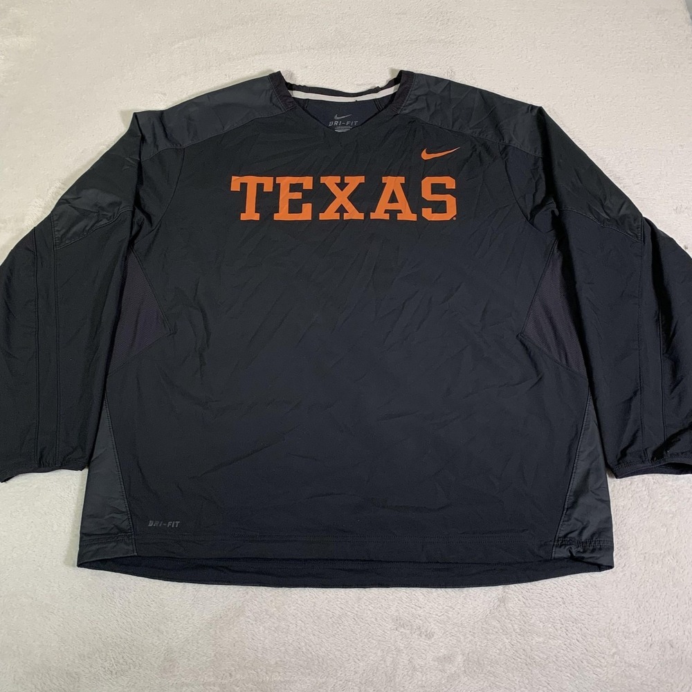 Texas Longhorns Jacket Mens 2XL Black NCAA Football Nike Dri-FIT Pullover UT
